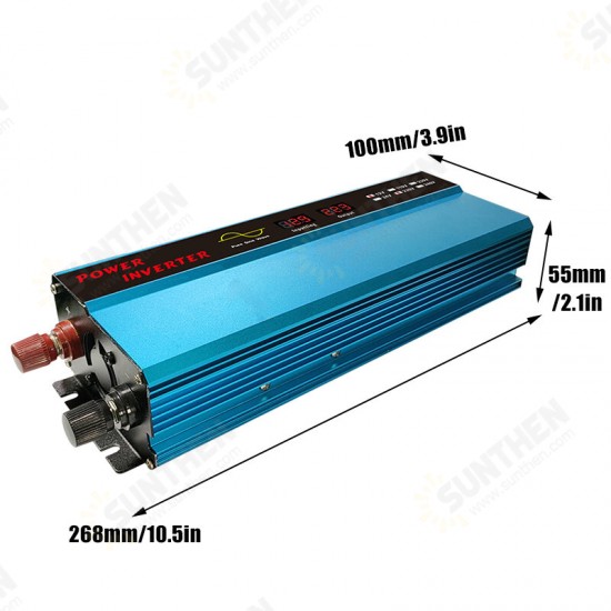 1000W Pure Sine Wave Solar Power Inverter Digital Display 12/24V DC to 220V AC Converter 6000W Peak