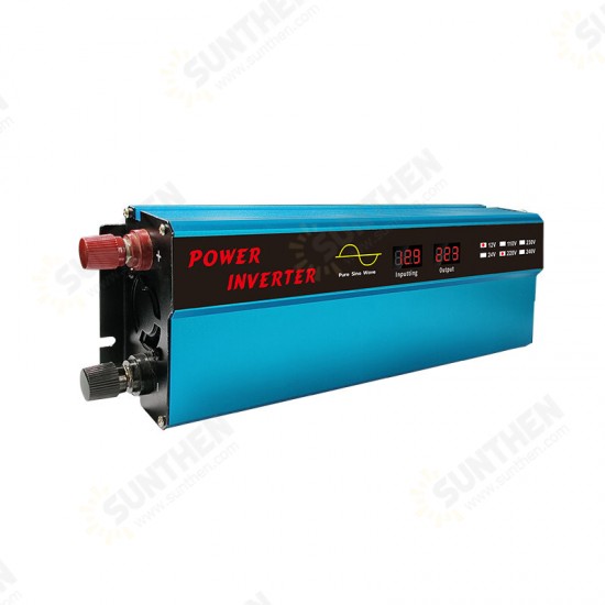 1000W Pure Sine Wave Solar Power Inverter Digital Display 12/24V DC to 220V AC Converter 6000W Peak