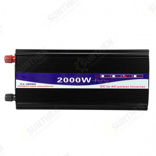 2000W Peak 12V/24V/48V to 220V Pure Sine Wave Power Inverter Digital Display Home Converter