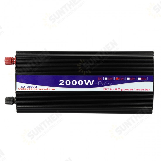 2000W Peak 12V/24V/48V to 220V Pure Sine Wave Power Inverter Digital Display Home Converter