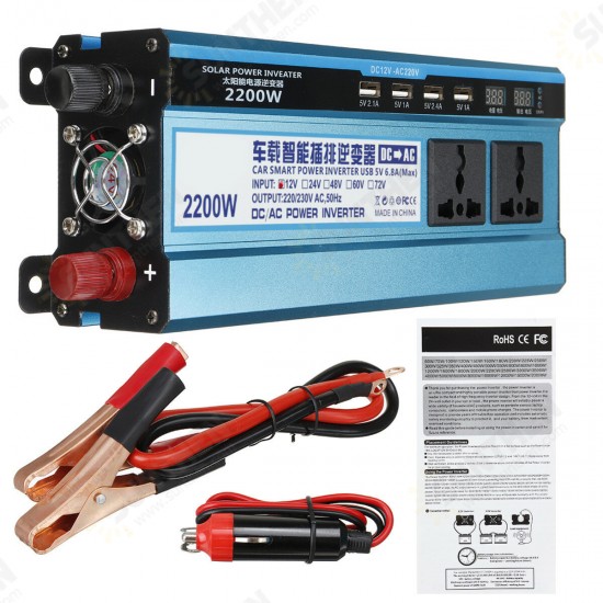 2200/4000W Car Inverter 12V/24V to 220V Household Power Converter On-board Inverter