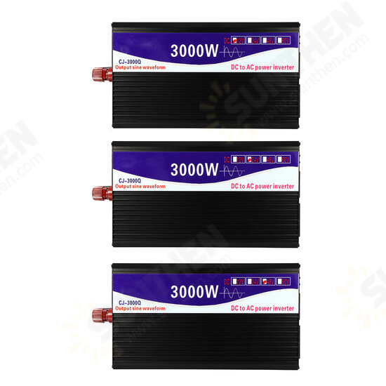 3000W 12V/24V/48V to 220V Pure Sine Wave Power Inverter Home Converter