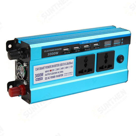 3000W Dual Display Peak Solar Power Inverter Modified Sine Wave Inverter 12V24V48V Power Converter