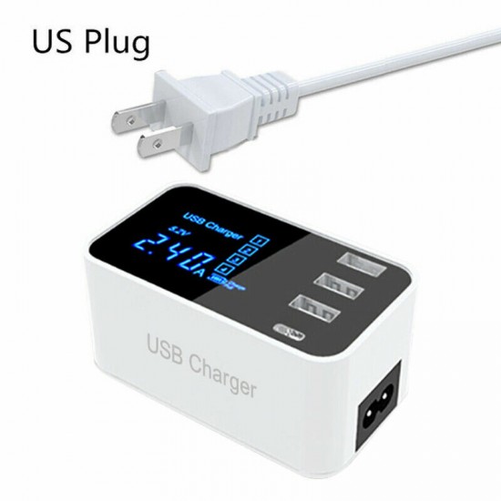 3USB Port USB Charger Type C LCD Display Charger 100-240V Charging Station