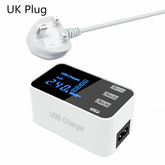 3USB Port USB Charger Type C LCD Display Charger 100-240V Charging Station
