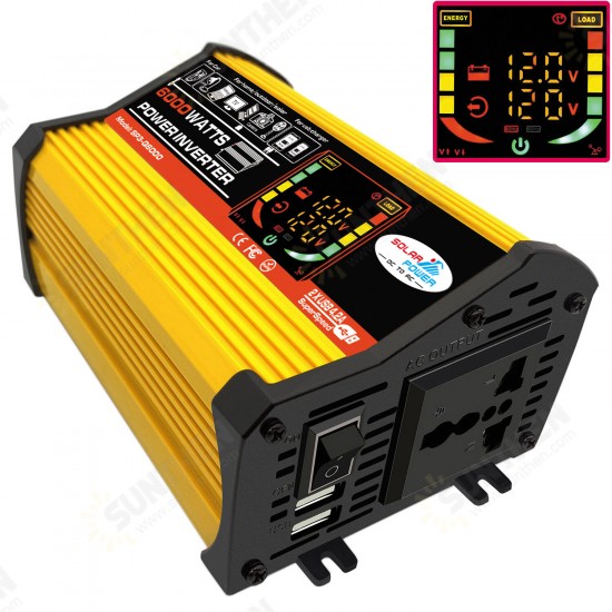 6000W 110V/220V Car Power Inverter Modified Sine Wave Inverter With LED Smart Display Power Converter Dual USB Ports