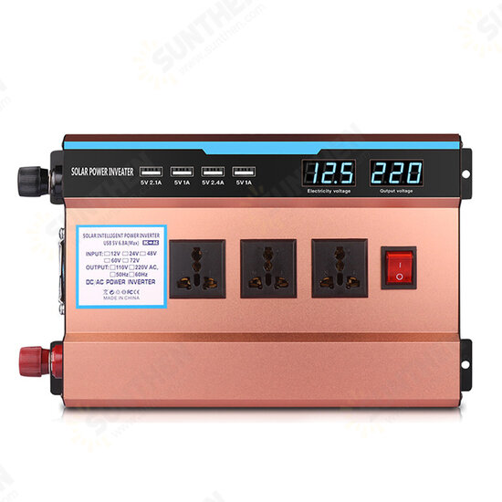 6000W Peak Solar Power Inverter DC 12V/24V To AC 220V Converter