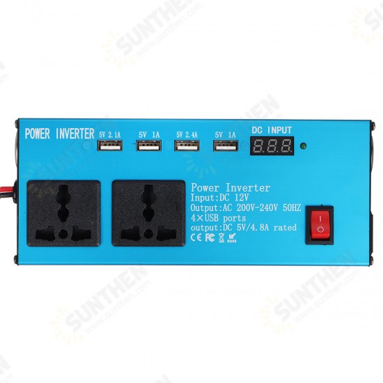 Car Power Inverter DC 12V/24V to AC 220V Voltage Converter USB Charger Auto Inversor