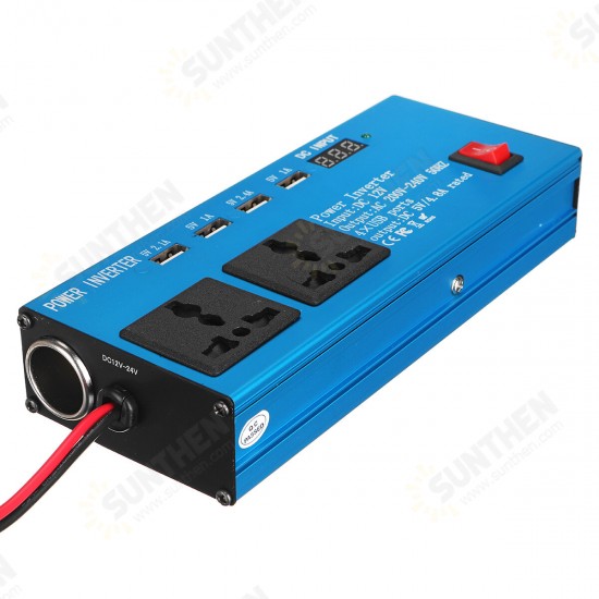 Car Power Inverter DC 12V/24V to AC 220V Voltage Converter USB Charger Auto Inversor