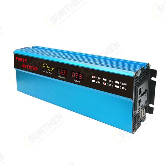 1000W Pure Sine Wave Inverter Digital Display USB Car Inverter DC 12V/24V To AC 110V/220V Auto Voltage Converter Transformer