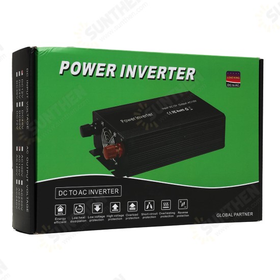 Portable 1500W Car Power Inverter DC 12V to AC 110V Modified Sine Wave Converter