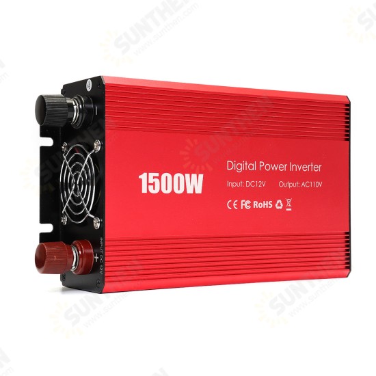 Portable 1500W Car Power Inverter DC 12V to AC 110V Modified Sine Wave Converter