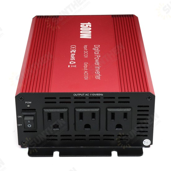 Portable 1500W Car Power Inverter DC 12V to AC 110V Modified Sine Wave Converter