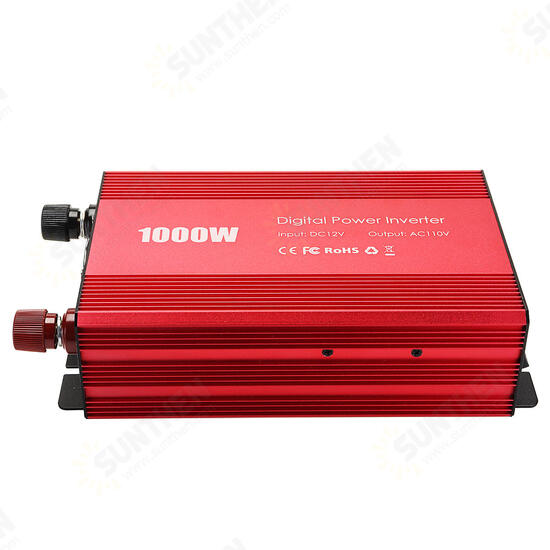 Power Inverter 1000W 12V DC to 110V AC Inverter Full-Bridge with 3 AC Outlets High Quality