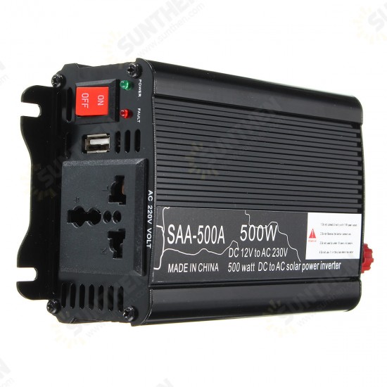 Solar Power Inverter 500W Peak 12V DC To 220V AC Modified Sine Wave Converter