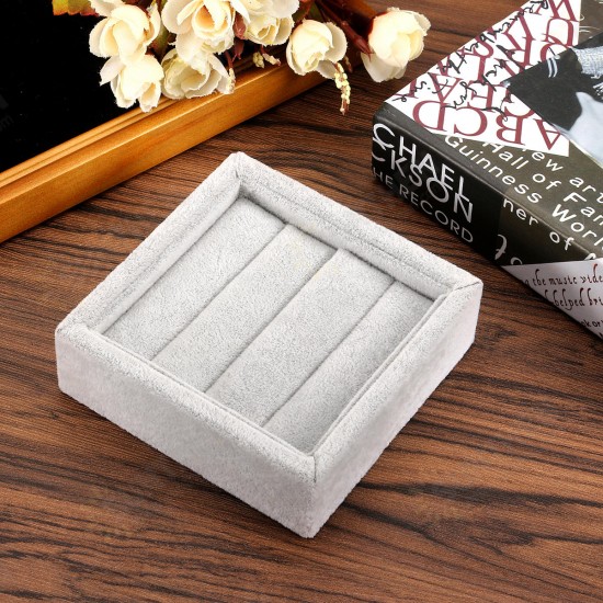 1 Pcs Ice Velvet Ring Earrings Display Stand Jewelry Tray Holder Storage Box