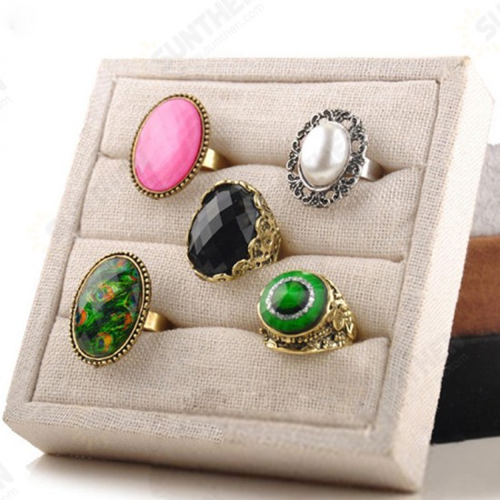 1 Pcs Ice Velvet Ring Earrings Display Stand Jewelry Tray Holder Storage Box