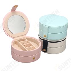 Portable Travel Round Multi-Layer Jewelry Box Leather Stud Earrings Jewellery Ornaments Storage Case Portable Travel Round Multi-Layer Jewelry Box Leather Stud Earrings Jewellery Ornaments Storage Case