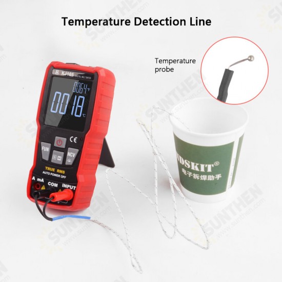 KJ105 Digital Multimeter 6000 Counts AC DC Voltage LCD Display Professional Measuring Meter Tester With Test Leads