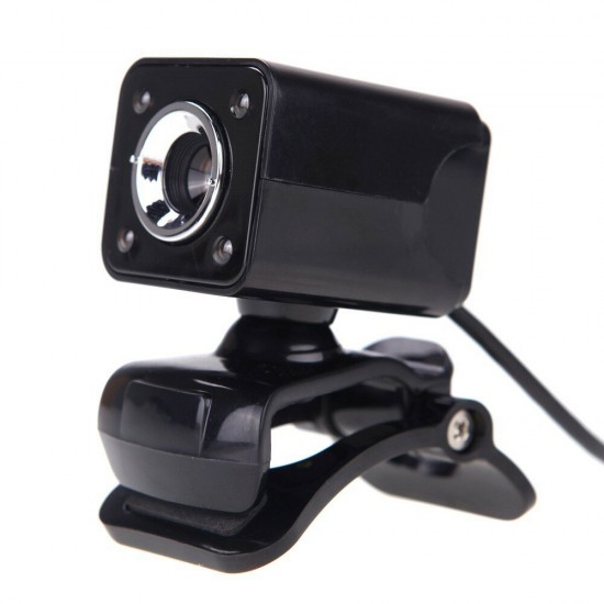 360° Rotation USB HD Webcam Camera with Built-in Microphone LED Night Vision for PC Laptop Desktop Computer