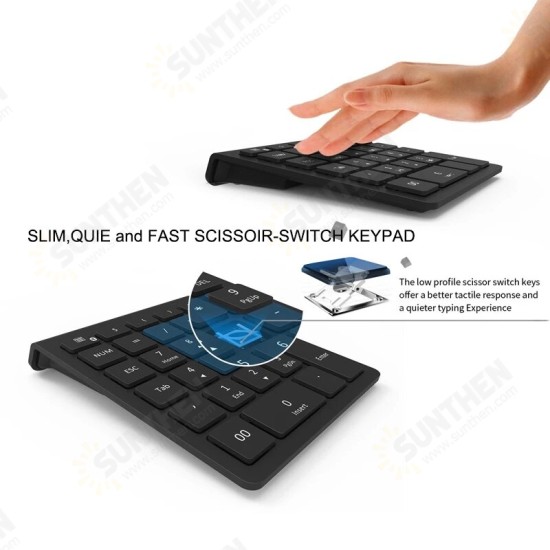 28 Keys Bluetooth Wireless Numeric Keypad Mini Numpad with More Function Keys Digital Keyboard For PC Accounting tasks