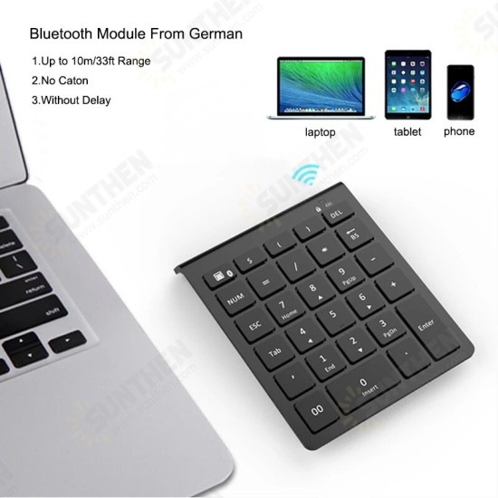 28 Keys Bluetooth Wireless Numeric Keypad Mini Numpad with More Function Keys Digital Keyboard For PC Accounting tasks