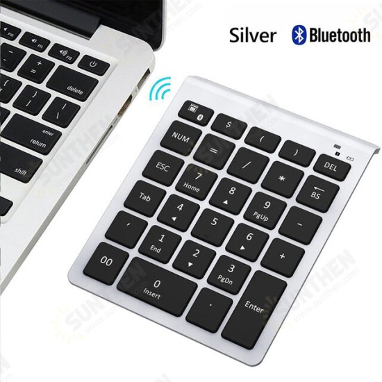 28 Keys Bluetooth Wireless Numeric Keypad Mini Numpad with More Function Keys Digital Keyboard For PC Accounting tasks