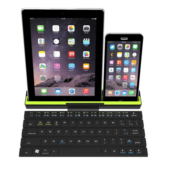 R4 Universal Roll-Fold Dual Mode Wireless Bluetooth Keyboard Rechargeable With Stand For Tablets/Mobile Phone 64 keys Compatible With IOS,Android,Windows systems
