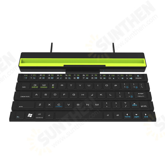 R4 Universal Roll-Fold Dual Mode Wireless Bluetooth Keyboard Rechargeable With Stand For Tablets/Mobile Phone 64 keys Compatible With IOS,Android,Windows systems