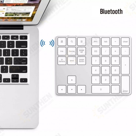 Wireless Bluetooth 34 Keys Numeric Keypad Number Pad Keyboard with USB 3.0 HUB for Mac OS Windows Smartphone