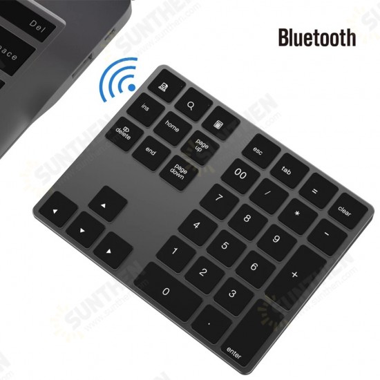 Wireless Bluetooth 34 Keys Numeric Keypad Number Pad Keyboard with USB 3.0 HUB for Mac OS Windows Smartphone