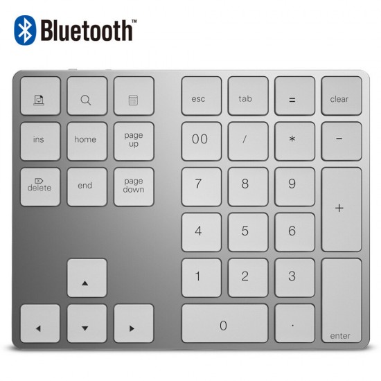 Wireless Bluetooth 34 Keys Numeric Keypad Number Pad Keyboard with USB 3.0 HUB for Mac OS Windows Smartphone