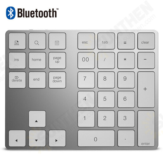 Wireless Bluetooth 34 Keys Numeric Keypad Number Pad Keyboard with USB 3.0 HUB for Mac OS Windows Smartphone