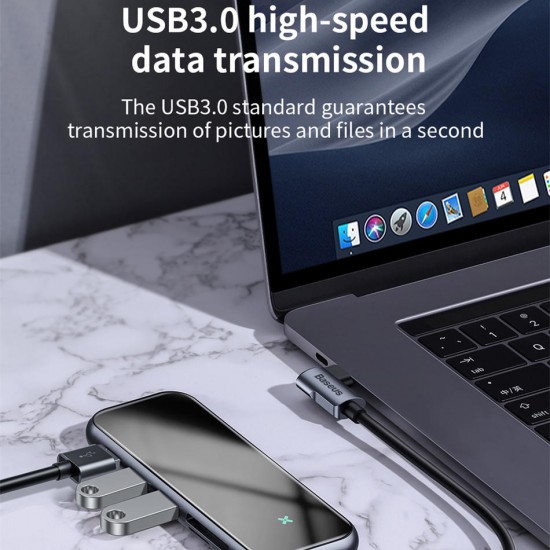 7-in-1 Type-C USB-C Hub Adapter With 3 * USB 3.0 Ports/Type-C PD Charging Port/4K HD Display Interface/TF Memory Card Reader/Camera Card Reader