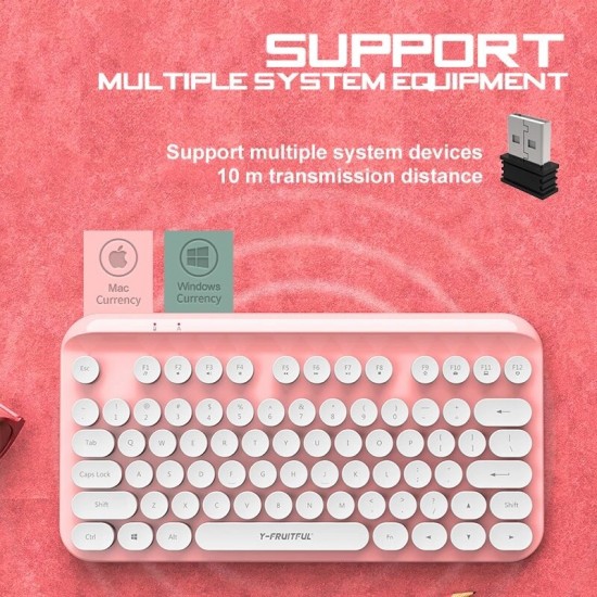 FV-WI8 2.4G Wireless Keyboard USB 88 Keycaps Mute Gaming Keyboard Wireless For PC Gamer Computer Laptop For Mac Office Work Mini Keyboards
