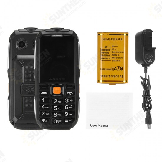 2.6 Inch 13800mAh Power Bank bluetooth Torch Big Speaker Long Standby Dual SIM Mini Feature Phone