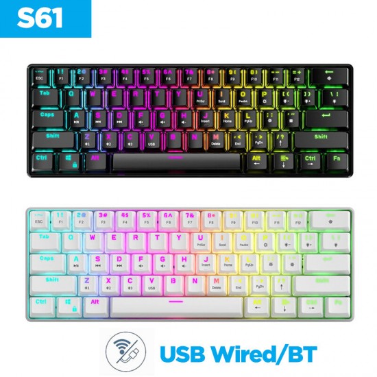 S61 61 Keys bluetooth Dual Mode Mechanical Keyboard RGB Backlight Gaming Keyboard For Phone Tablet OS
