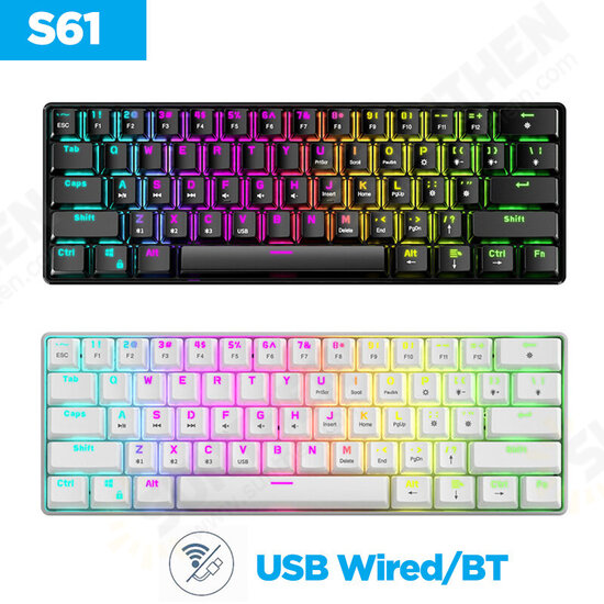 S61 61 Keys bluetooth Dual Mode Mechanical Keyboard RGB Backlight Gaming Keyboard For Phone Tablet OS