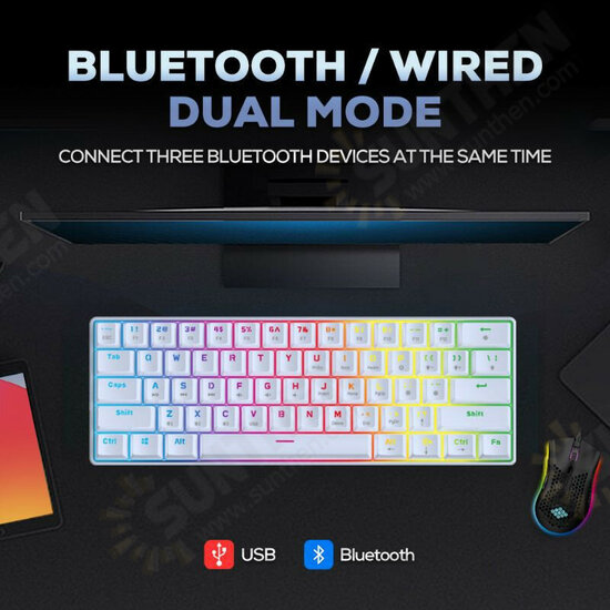 S61 61 Keys bluetooth Dual Mode Mechanical Keyboard RGB Backlight Gaming Keyboard For Phone Tablet OS