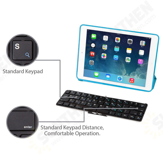 Folding BT3.0 USB Rechargeable bluetooth Wireless Keyboard for iPad/ Mobile Phone/ Tablet PC iOS Android Windows System