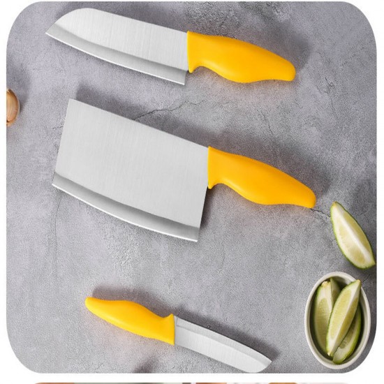 6PCS Wheat Straw Kitchen Knife Cutting Board Cutter Stainless Steel Chef Knife Peele Scissor Sets Fruit Knife Multi-purpose Knife - Yellow