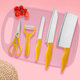 6PCS Wheat Straw Kitchen Knife Cutting Board Cutter Stainless Steel Chef Knife Peele Scissor Sets Fruit Knife Multi-purpose Knife - Yellow