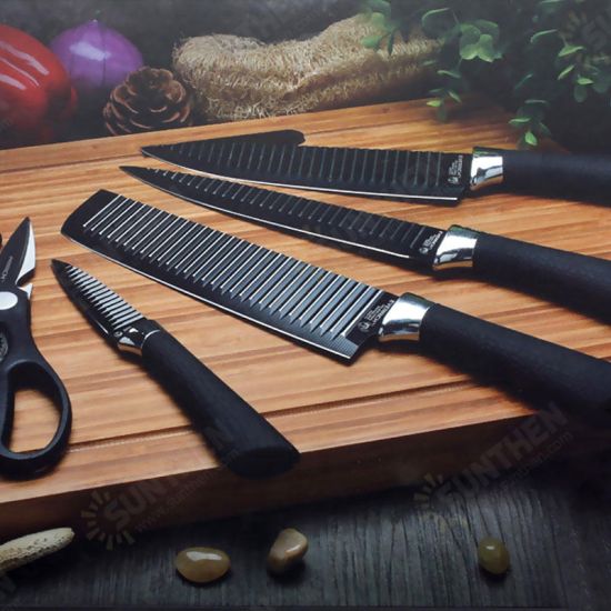 KC-3Cr13II 6 Pieces 3Cr13 Stainless Steel Kitchen Knife Set Chef Carving Cleaver Utility Knife