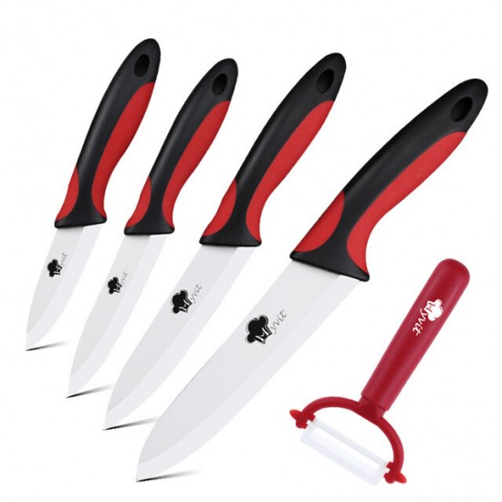 Ceramic Knife Kitchen 3 4 5 6 inch + Peeler White Blade Paring Fruit Vegetable Chef Utility Knife Cooking Tools Set