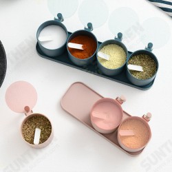 3/4 Compartments Kitchen with Lid Seasoning Storage Box Household With Spoon with Base Seasoning Jar Set 3/4 Compartments Kitchen with Lid Seasoning Storage Box Household With Spoon with Base Seasoning Jar Set