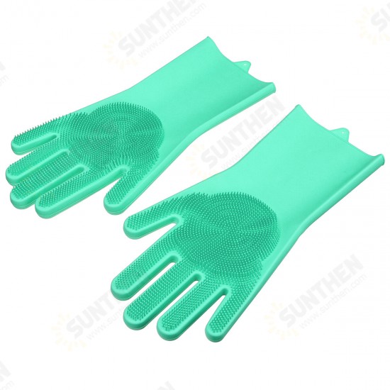 1 Pair Magic Silicone Dishwashing Scrubber Dish Washing Sponge Rubber Scrub Gloves Kitchen Cleaning Tool