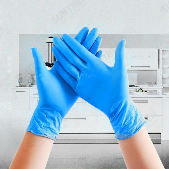 100PCS/Set Blue Latex Gloves Waterproof Nitrile Gloves Disposable Glove Rubber Gloves Kitchen Cooking Gloves Cleaning Gloves