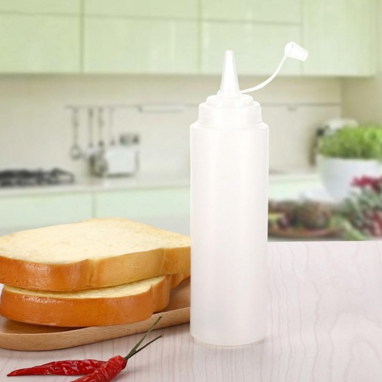 1/4/6/8X Clear Plastic Squeeze Sauce Ketchup Cruet Oil Bottles 8/12/16/24 oZ Flavouring Tool
