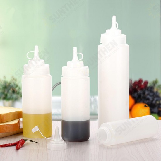 1/4/6/8X Clear Plastic Squeeze Sauce Ketchup Cruet Oil Bottles 8/12/16/24 oZ Flavouring Tool