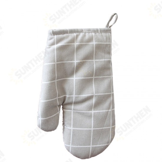 1PC Kitchen Heat Resistant Cloth Mitt Plaid Pattern Printed Baking Oven Insulation Anti-scald Glove